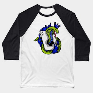 Snake Cobra Fire Green Blue Baseball T-Shirt